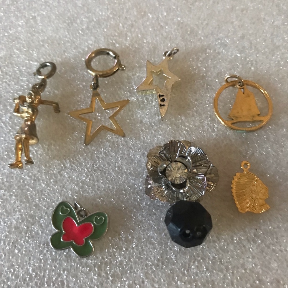 Mixed  lot 7 Gold & Silver Charms with Enamel Butterfly